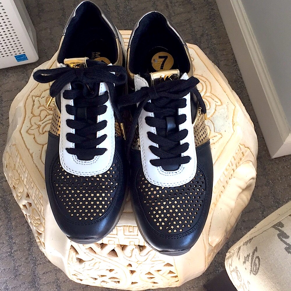 Michael kors leather and metallic sneakers